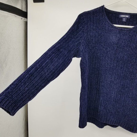 Lands' End Blue Ribbed Long Sleeved Pullover Sweater Size Small - Picture 4 of 9